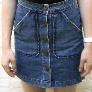 Jean button snap skirt